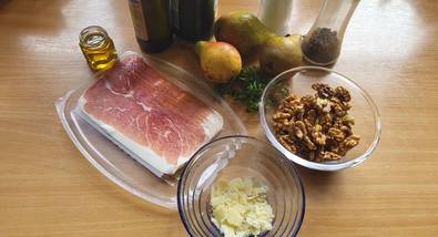 Ingredients for a pear carpaccio from the nature park Almenland