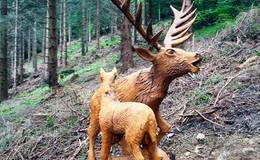 Wooden sculpture deer 