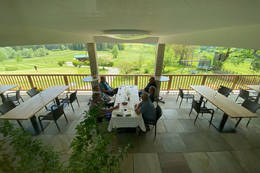 Large terrace with a view of the golf course