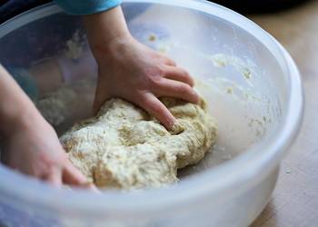 Kneading bread and roll dough