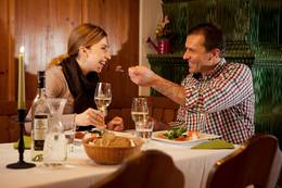 Dining in the gourmet restaurant
