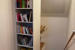 Reading corner with bookshelf