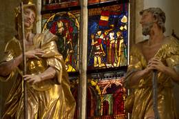 Stained glass window of St. Erhard