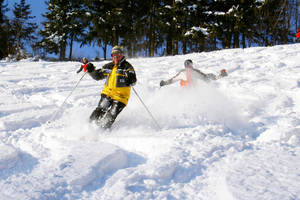 Skiing in deep snow