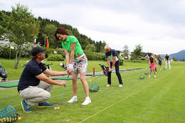 Golf course with driving range