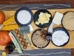 Ingredients for chestnut cupcakes from the nature park Almenland