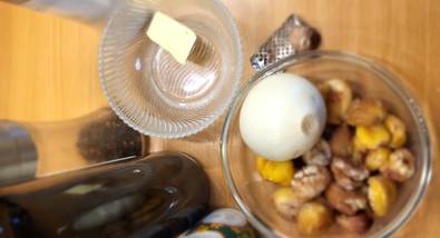 Ingredients for a chestnut soup with products from the nature park Almenland