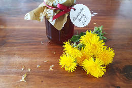 Dandelion honey packed in a jar