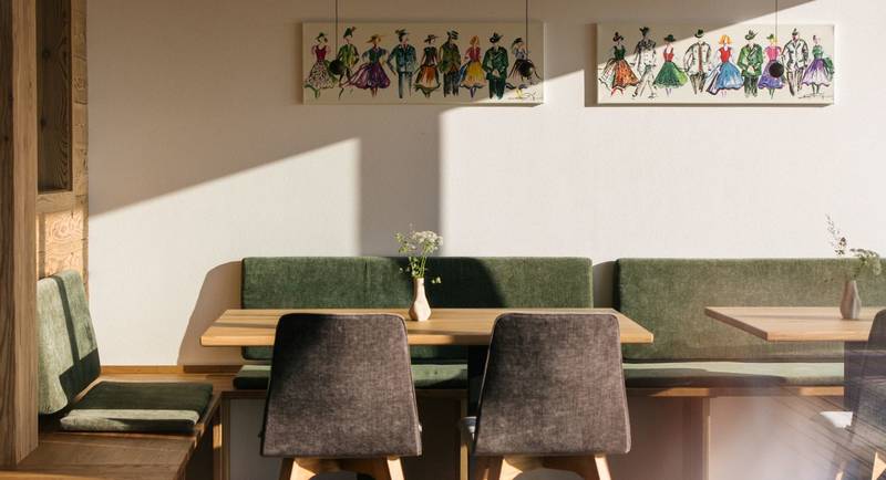 Dining area at the Weizerhütte on the Sommeralm in the Almenland Nature Park