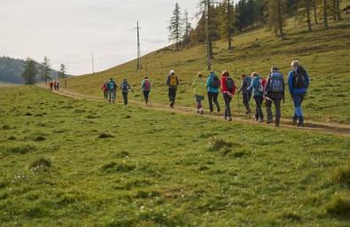 Hiking group in the nature park Almenland