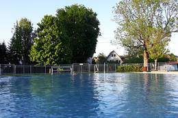 Large sports pool by the river pool