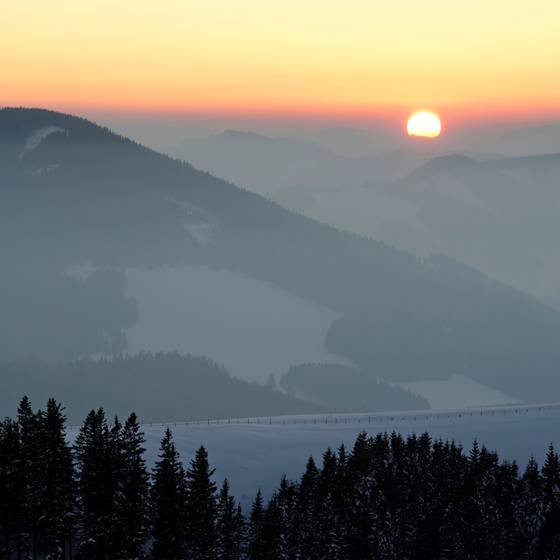 Winter sun with panorama