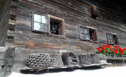 Old beehives at the smokehouse