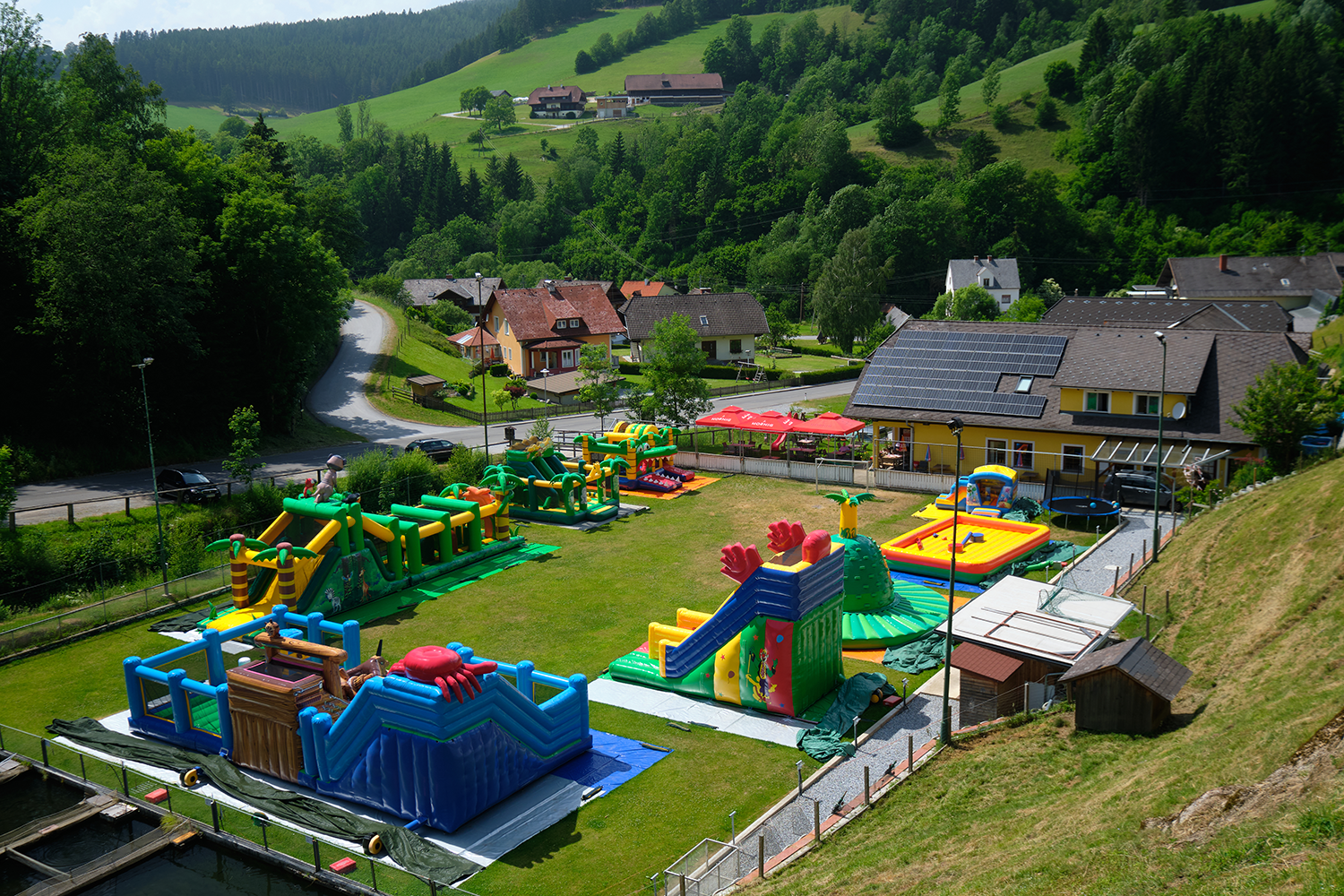 Bouncy castles at the Karl-Wirt leisure center