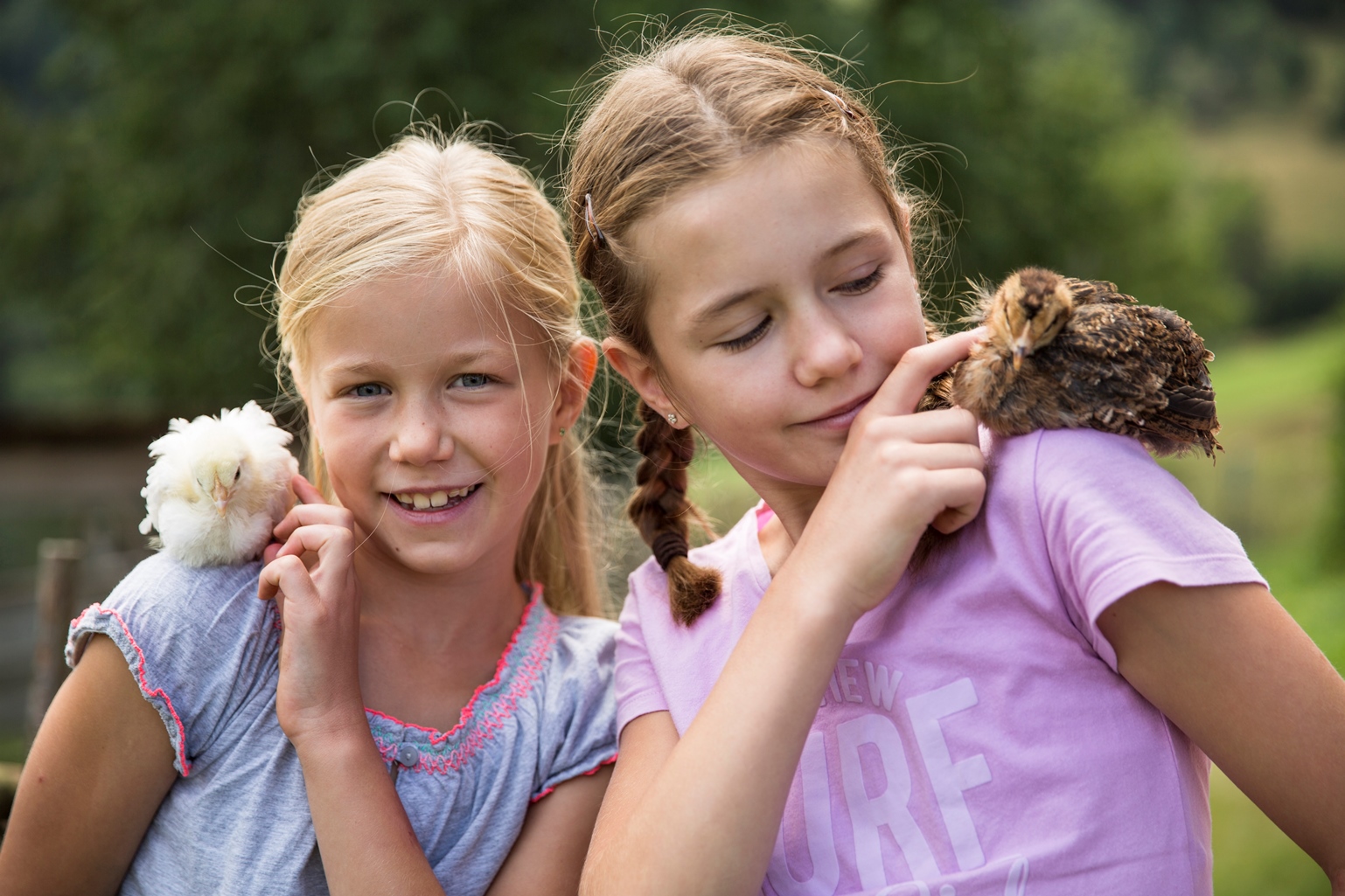 Kids with chicks 