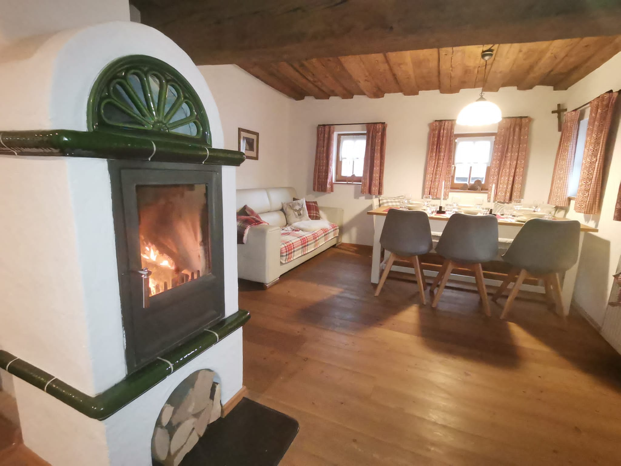 Dining room and fireplace