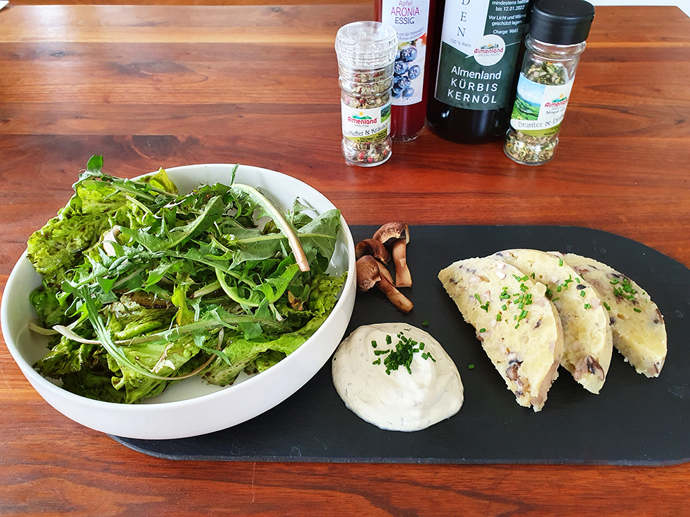 Potato terrine with dandelion dish