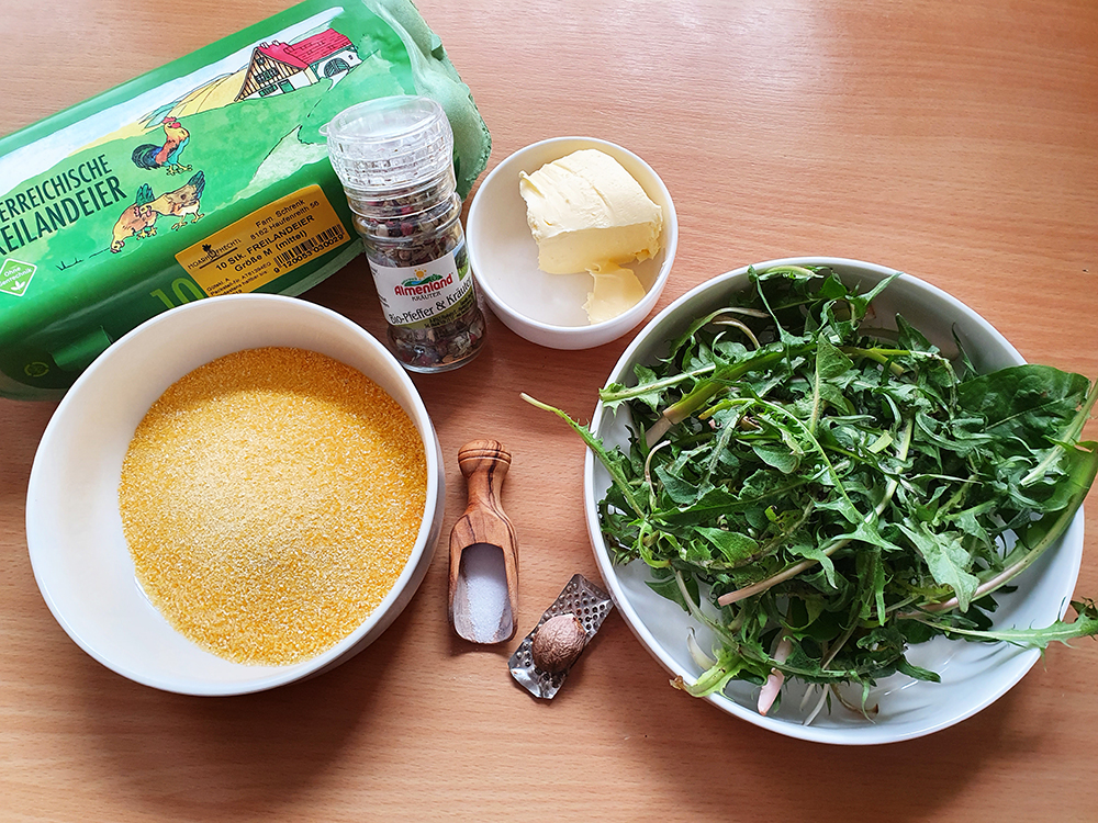 Dandelion polenta dumplings Ingredients